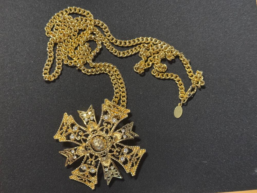 Kenneth J Lane Gold Tone Maltese Necklace 34in